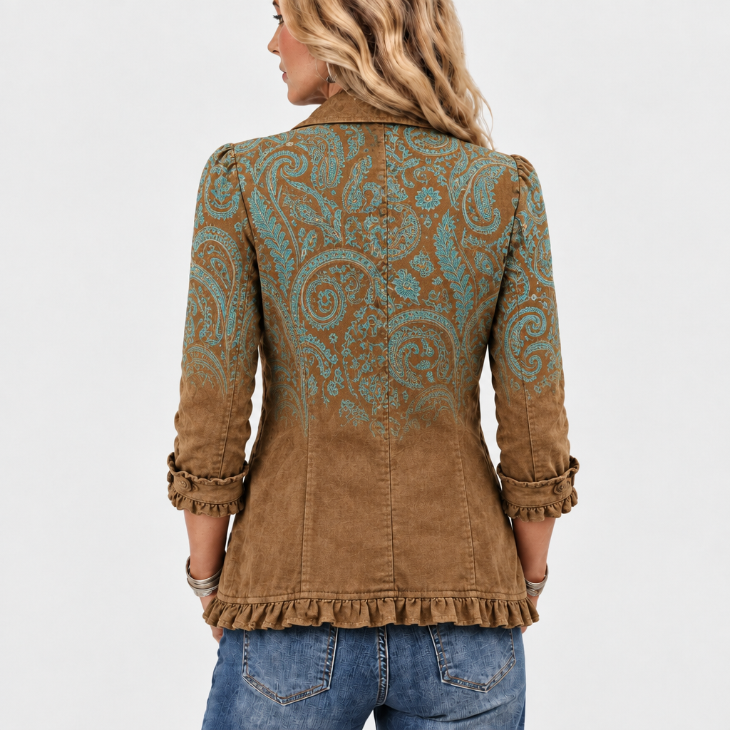 Goldenridge™ - Paisley Print Ruffled Jacket