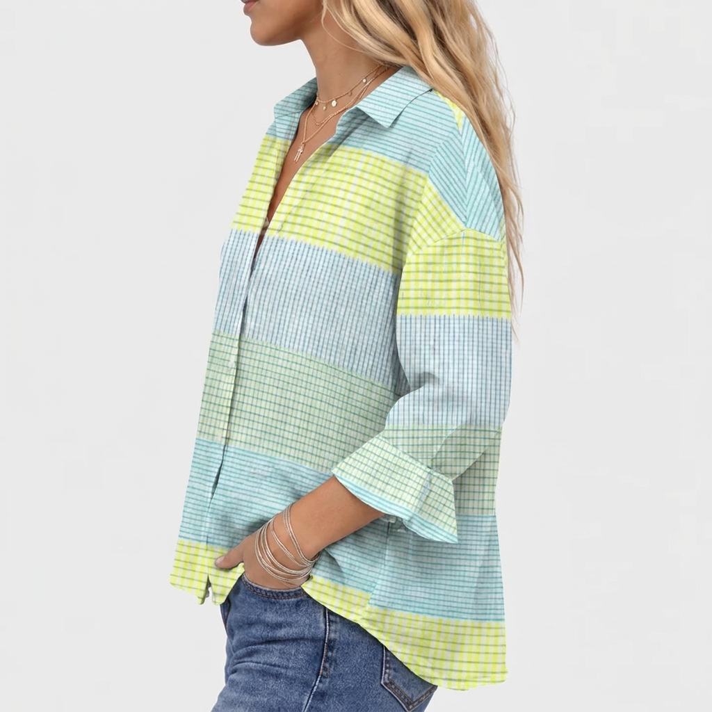 Filippa™ | Pastel Grid Blouse