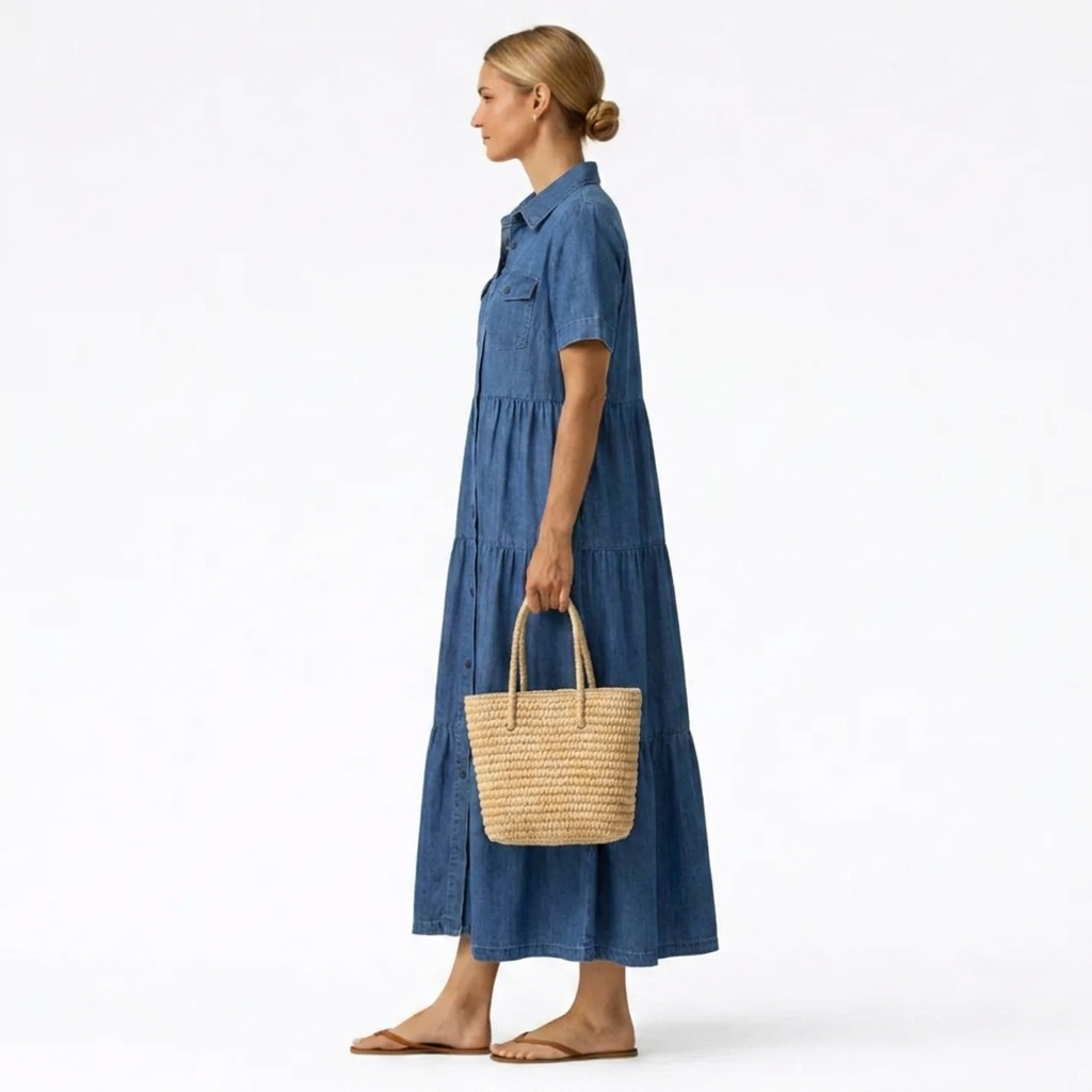 Audrey™ | Denim Print Midi Dress