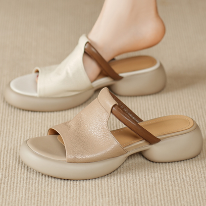 Aria™ Sheepskin Peep-Toe Slides Sandals