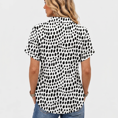 Delia™ - Polka Dot Collared Top