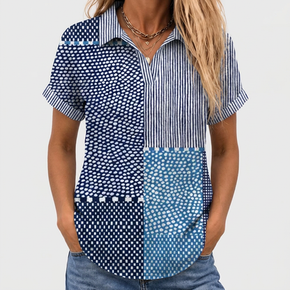 Celia™ - Patchwork Collared Top