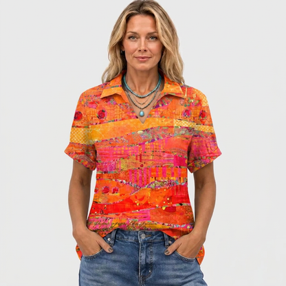 Louisa™ - Abstract Collared Top