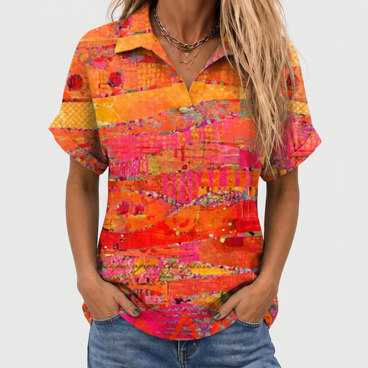Louisa™ - Abstract Collared Top