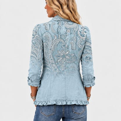 Estrella™ - Retro Paisley Ruffled Jacket