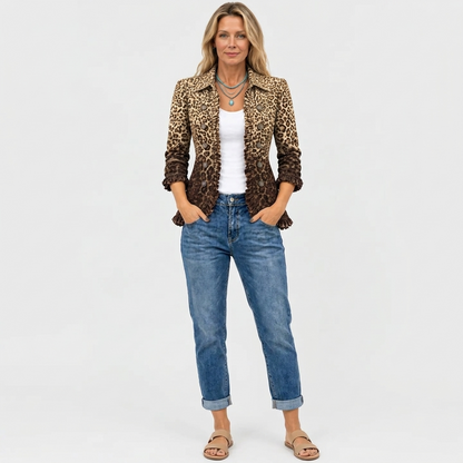 Navara™ - Ruffled Leopard Print Jacket