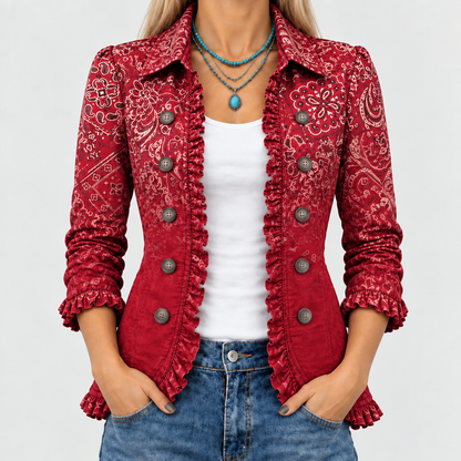 Criselle™ - Bohemian Paisley Ombre Ruffled Jacket