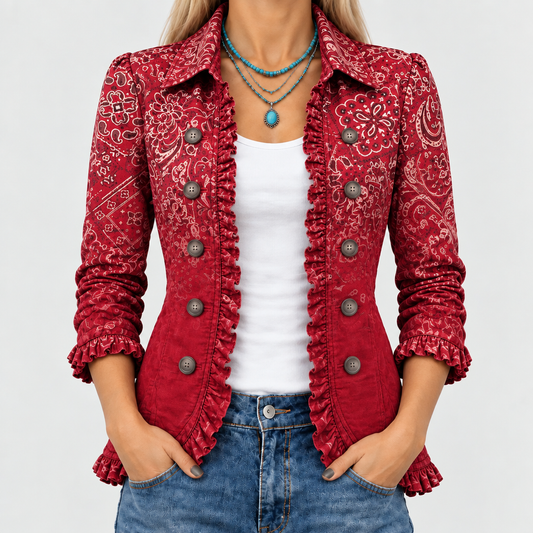 Criselle™ - Bohemian Paisley Ombre Ruffled Jacket