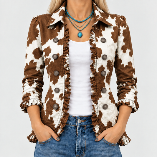 Holliday™ - Ruffled Cow-Print Jacket