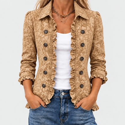 Crestelle™ - Ruffled Jacket with Western Pattern Print