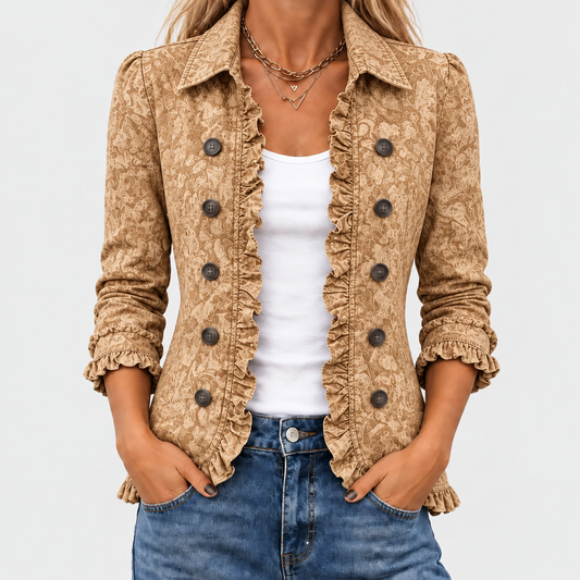 Crestelle™ - Ruffled Jacket with Western Pattern Print