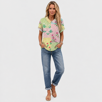 Flora™ - Gingham Collared Top