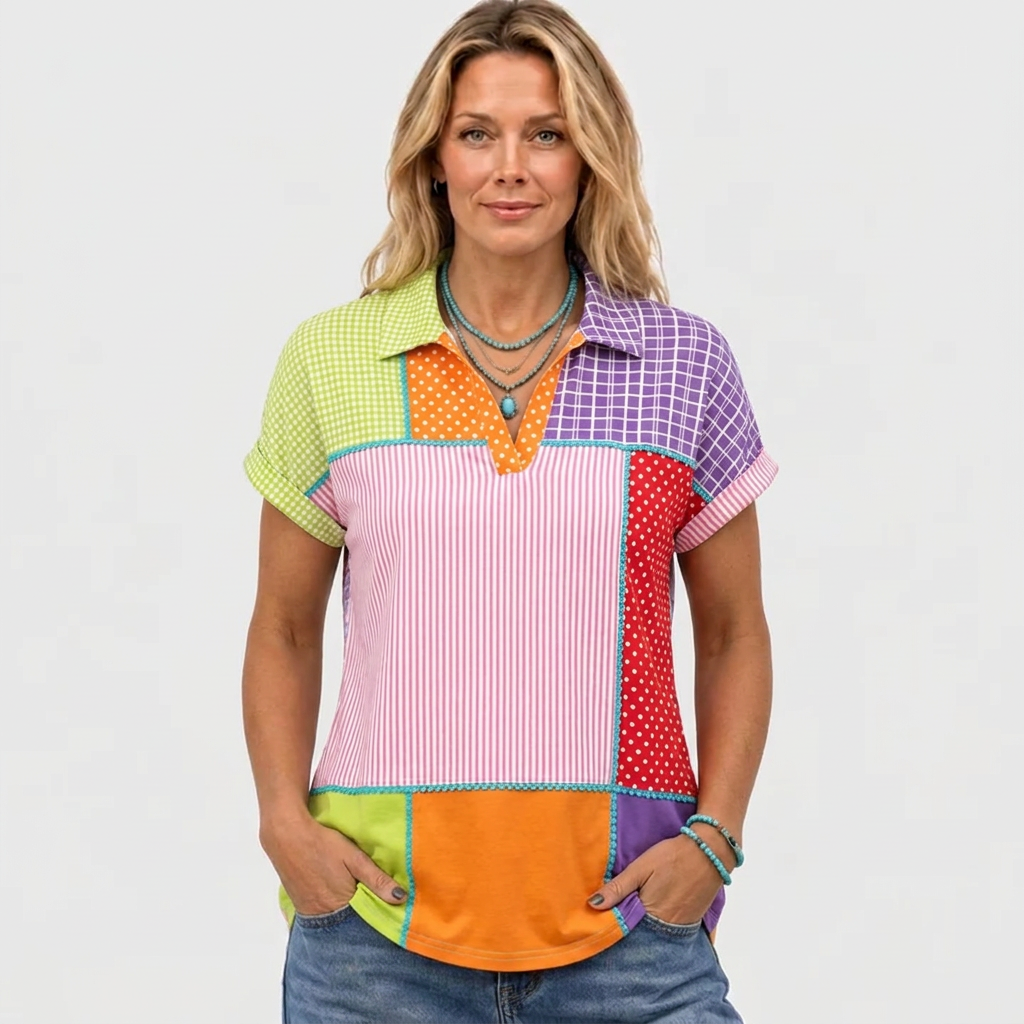 Tess™ - Patchwork Collared Top