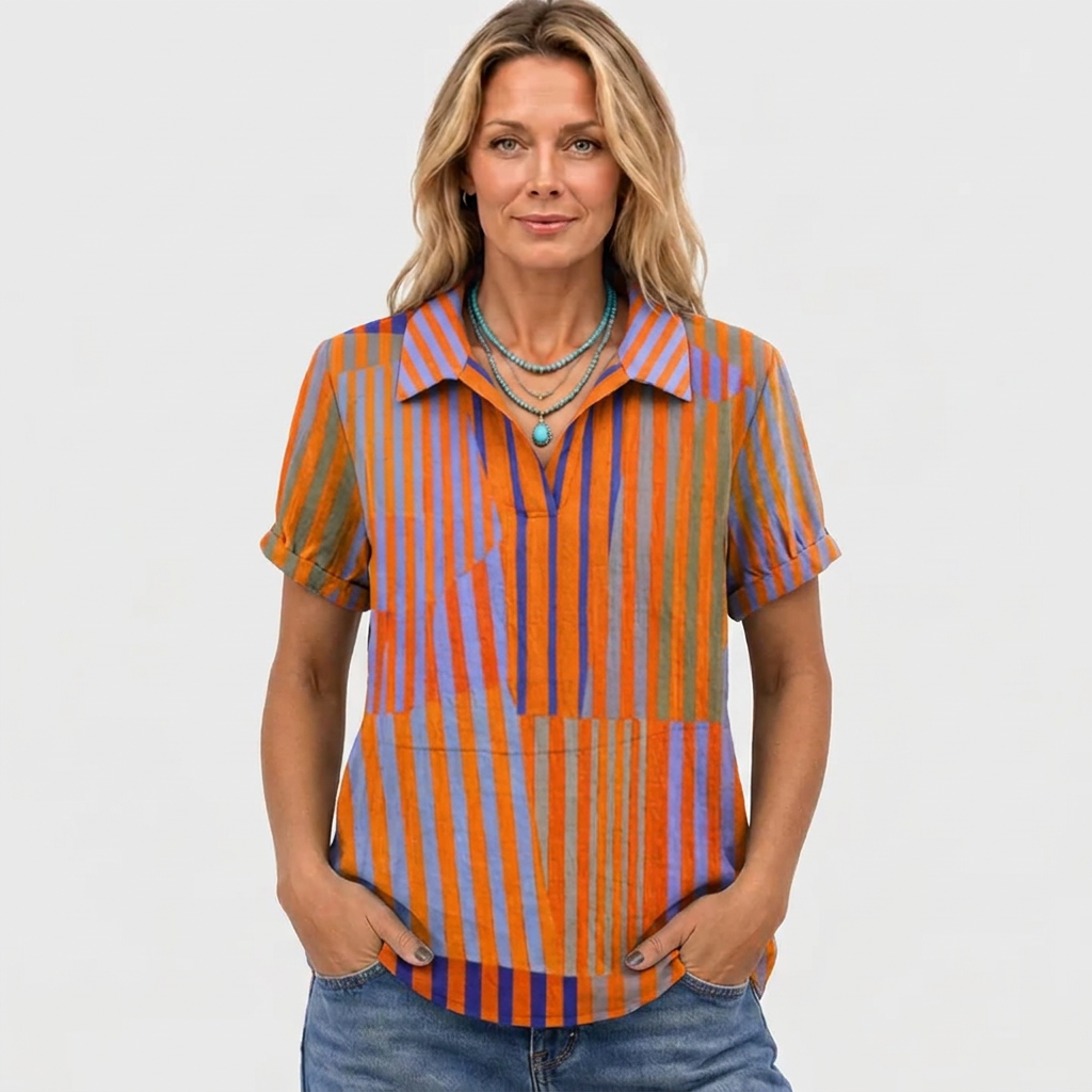 Rose™ - Striped Collared Top