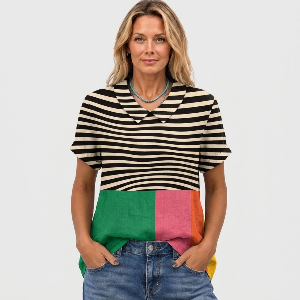 Brea™ - Colourblock Collared Top