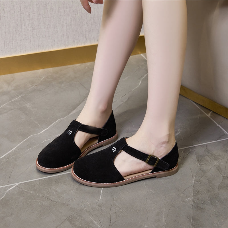 Margot™ Retro Leather Flats Sandals