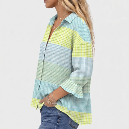 Filippa™ | Pastel Grid Blouse