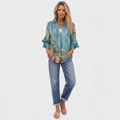 Roselle™ - Floral Print Vintage Blouse