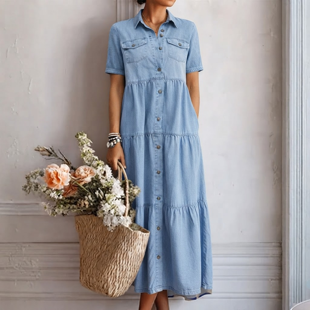 Audrey™ | Denim Print Midi Dress