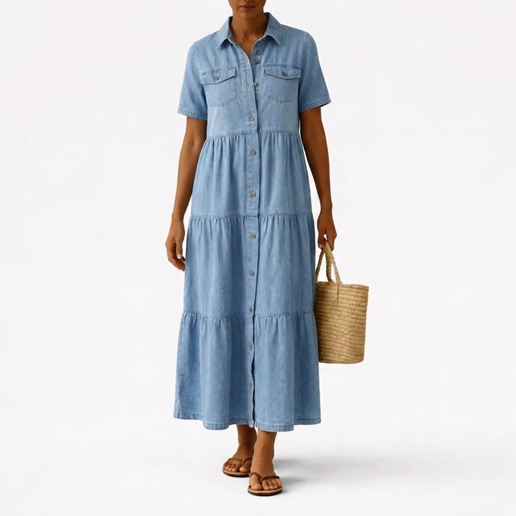 Audrey™ | Denim Print Midi Dress