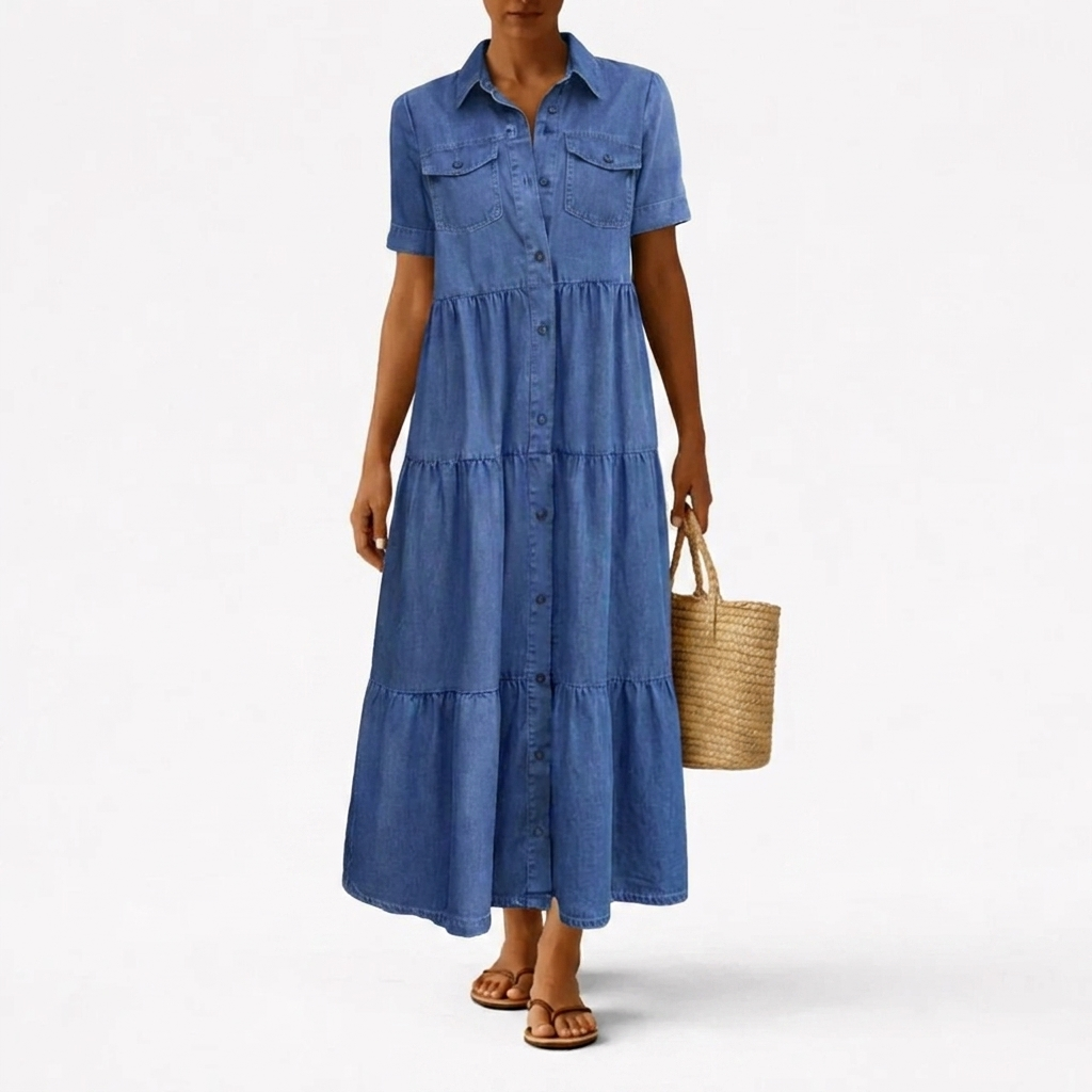 Audrey™ | Denim Print Midi Dress