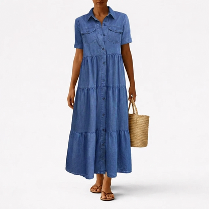 Audrey™ | Denim Print Midi Dress