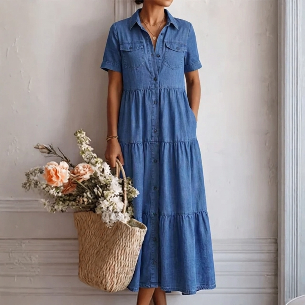 Audrey™ | Denim Print Midi Dress
